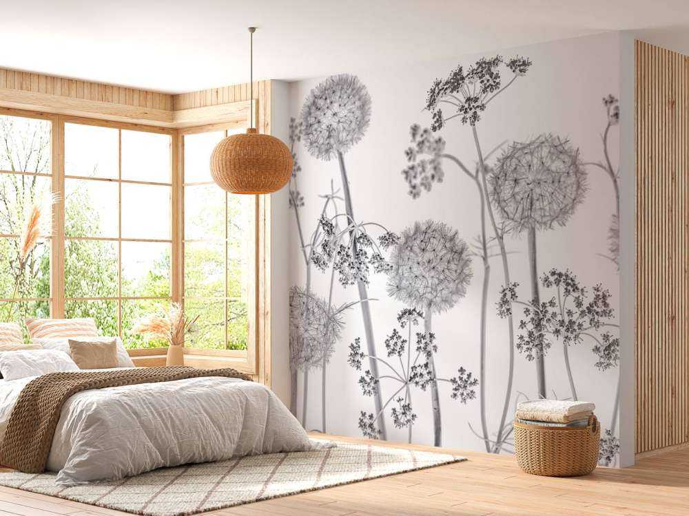 Fiori di prato in bianco e nero