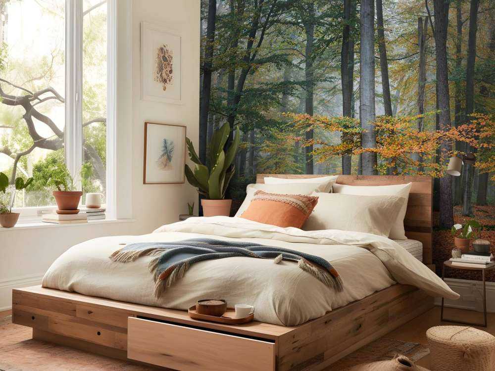 Colori autunnali nella foresta nebbiosa