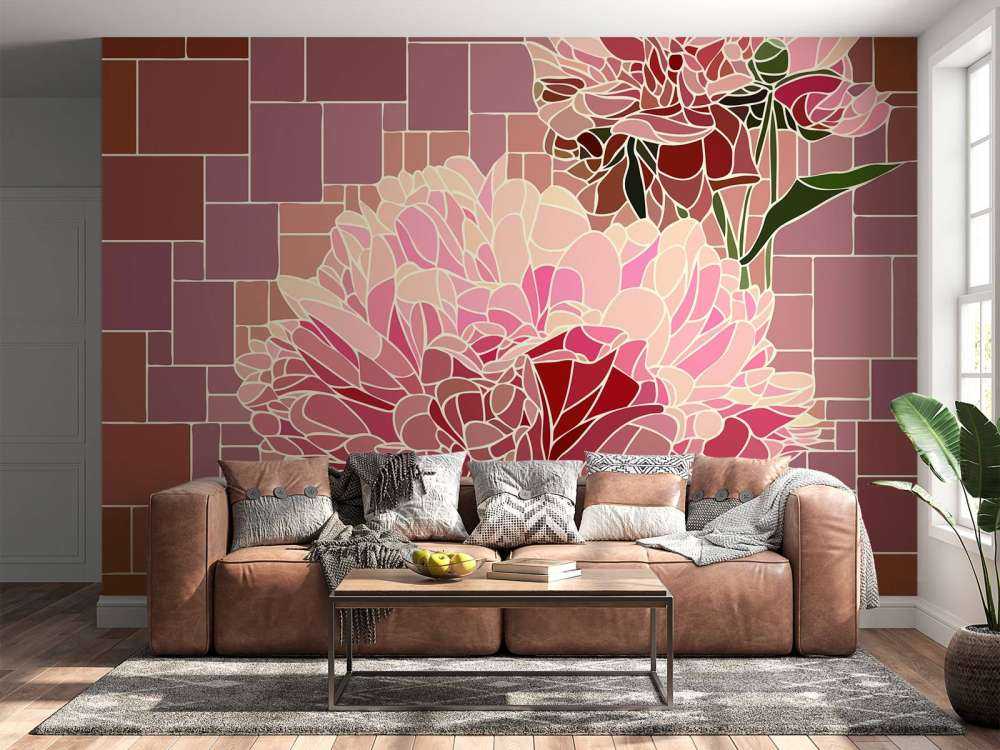 Mosaico di fiori rosa