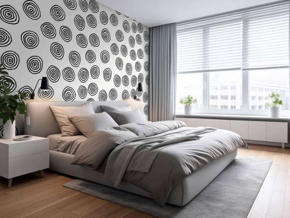 Cerchi astratti in bianco e nero