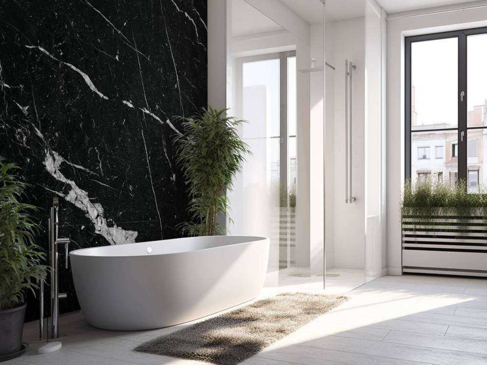 Marmo nero con strisce bianche