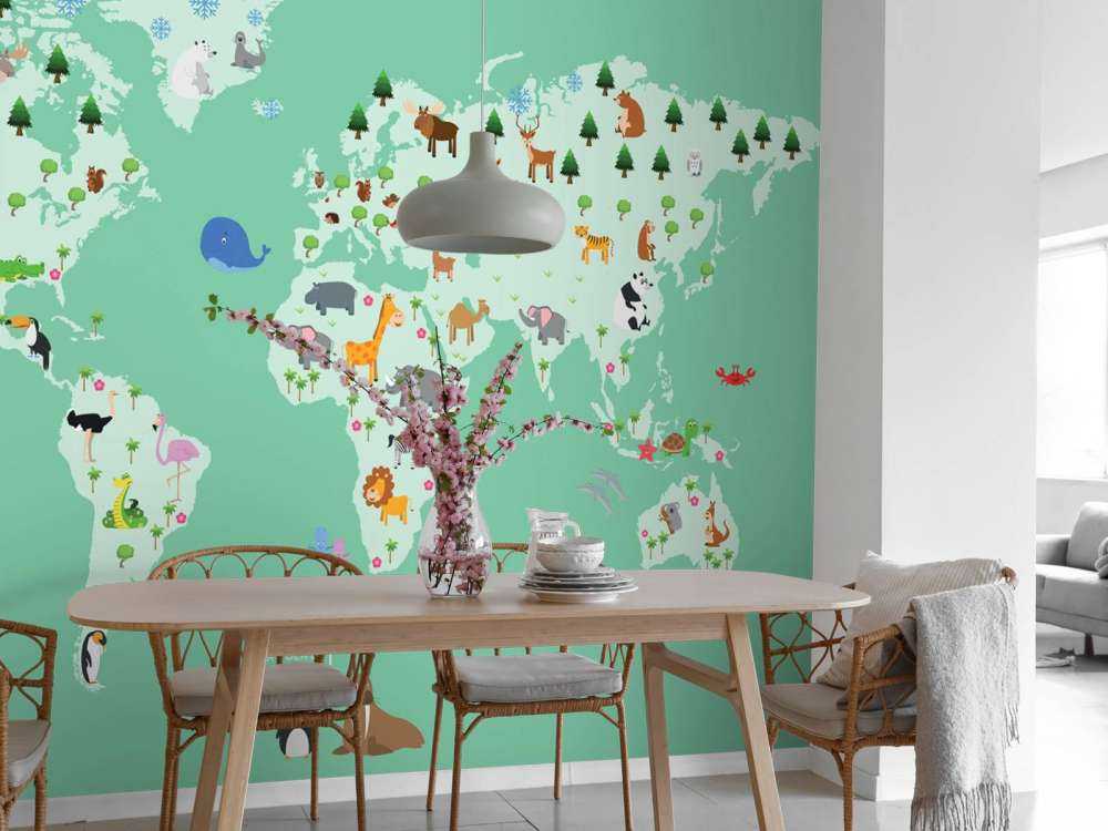Mappa del mondo per bambini in verde