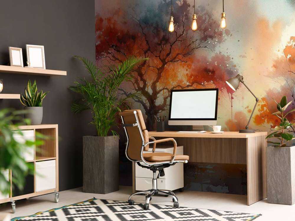 Il tetto infuocato dell'autunno al crepuscolo