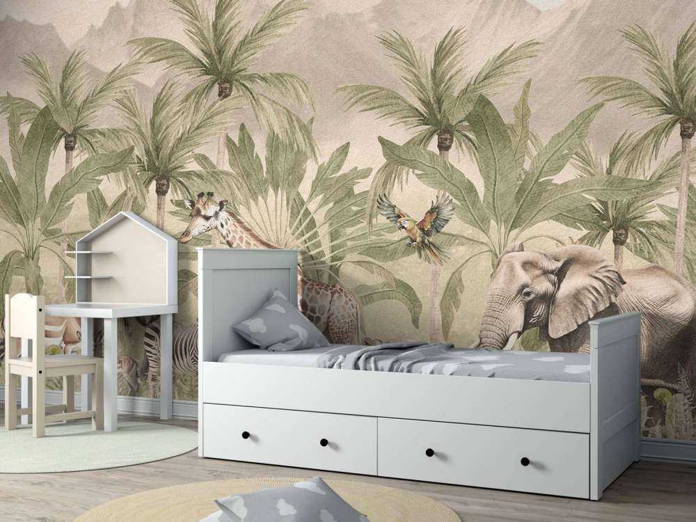 Paesaggio montano con animali