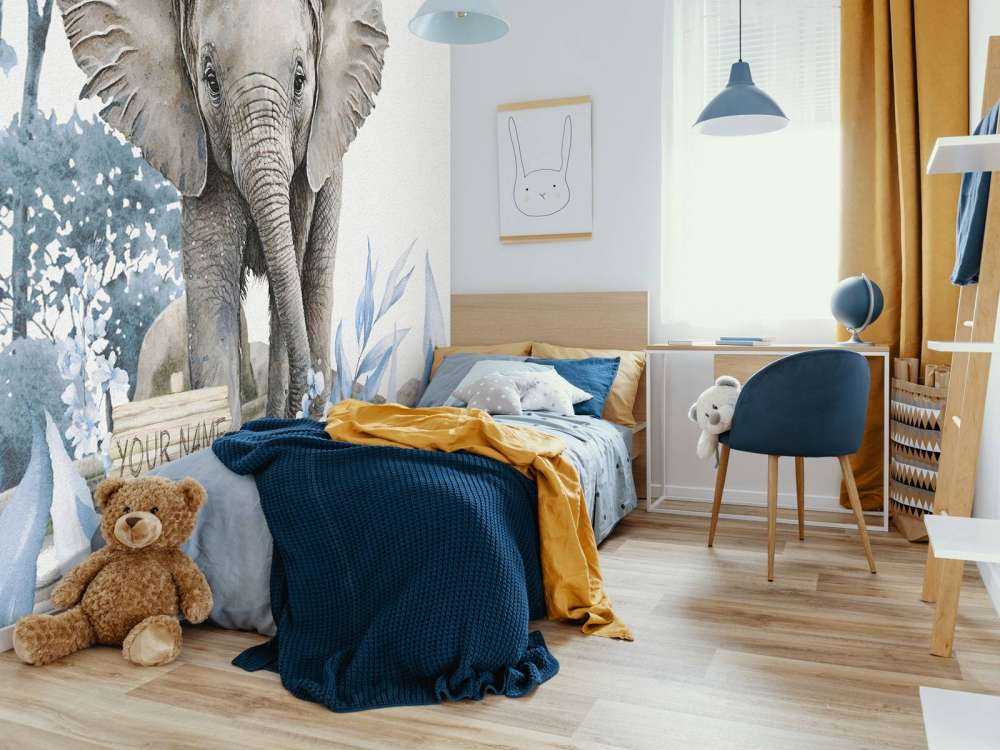 Elefante nella giungla blu