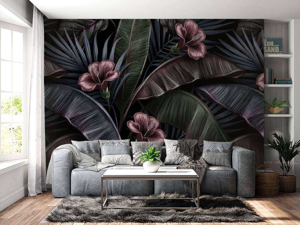 Ibisco e foglie tropicale