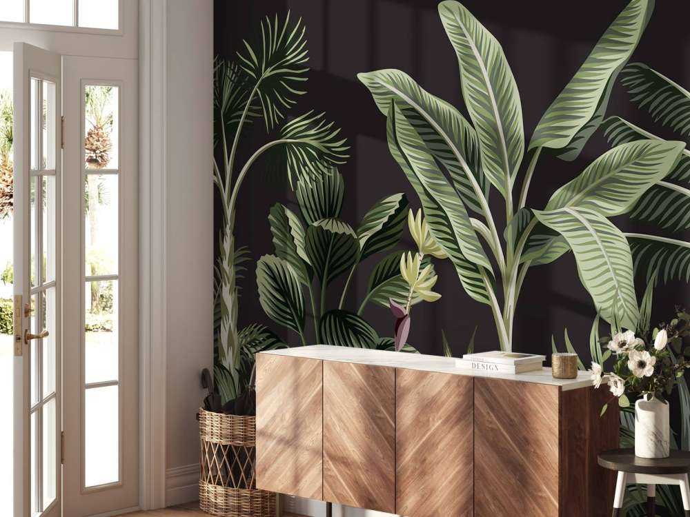 Palma tropicale su sfondo scuro