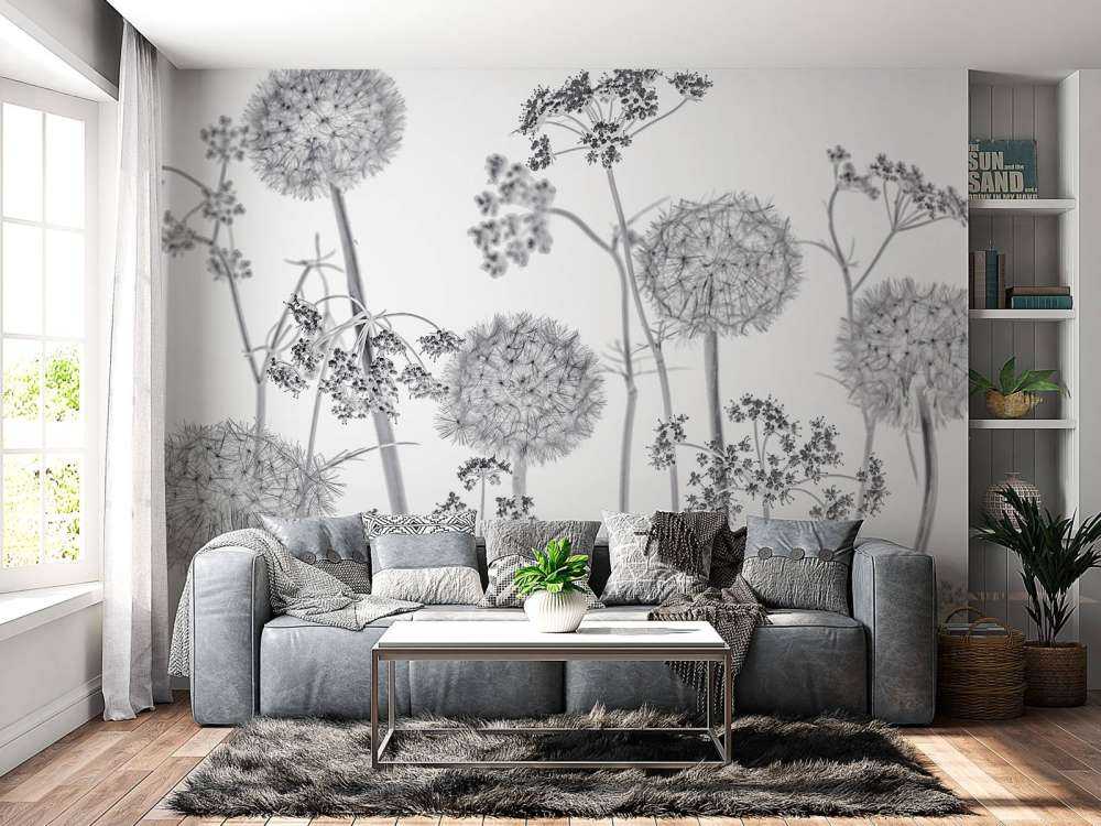 Fiori di prato in bianco e nero