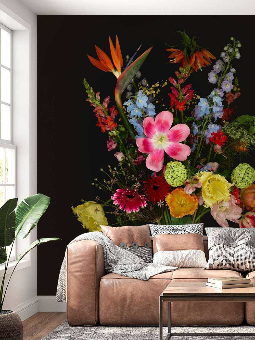 Bouquet di fiori in vaso di vetro