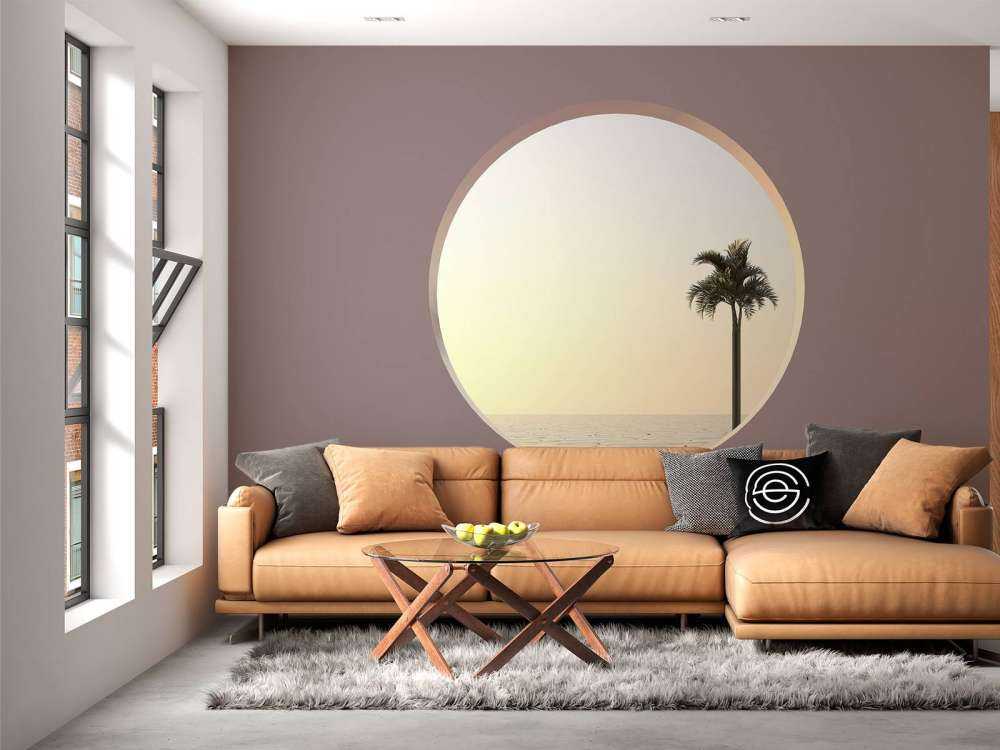 Parete rosa con cerchio