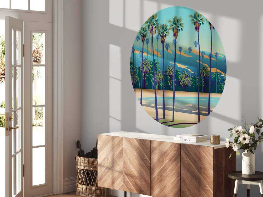 Lago disegnato con palme