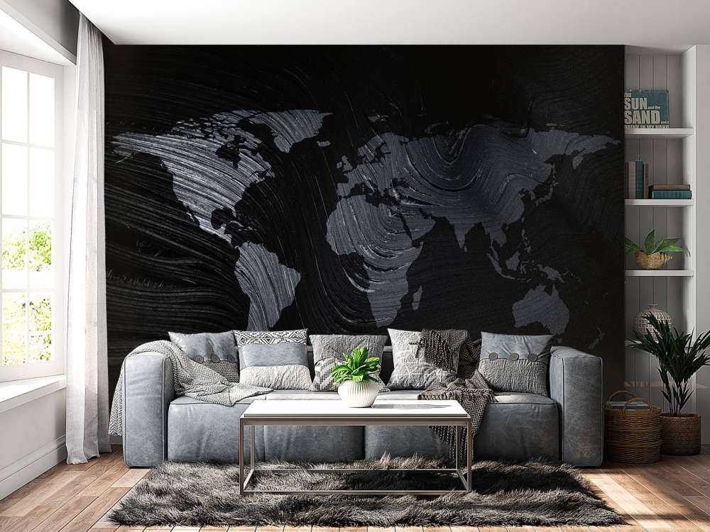 Mappa del mondo su una foglia di palma