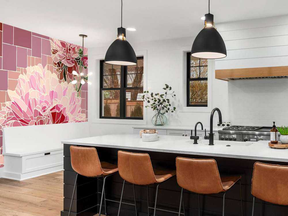 Mosaico di fiori rosa