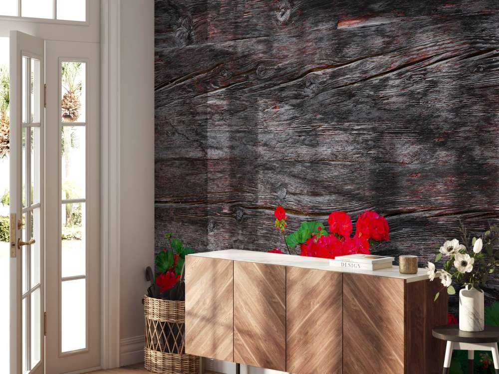 Legno invecchiato con fiori