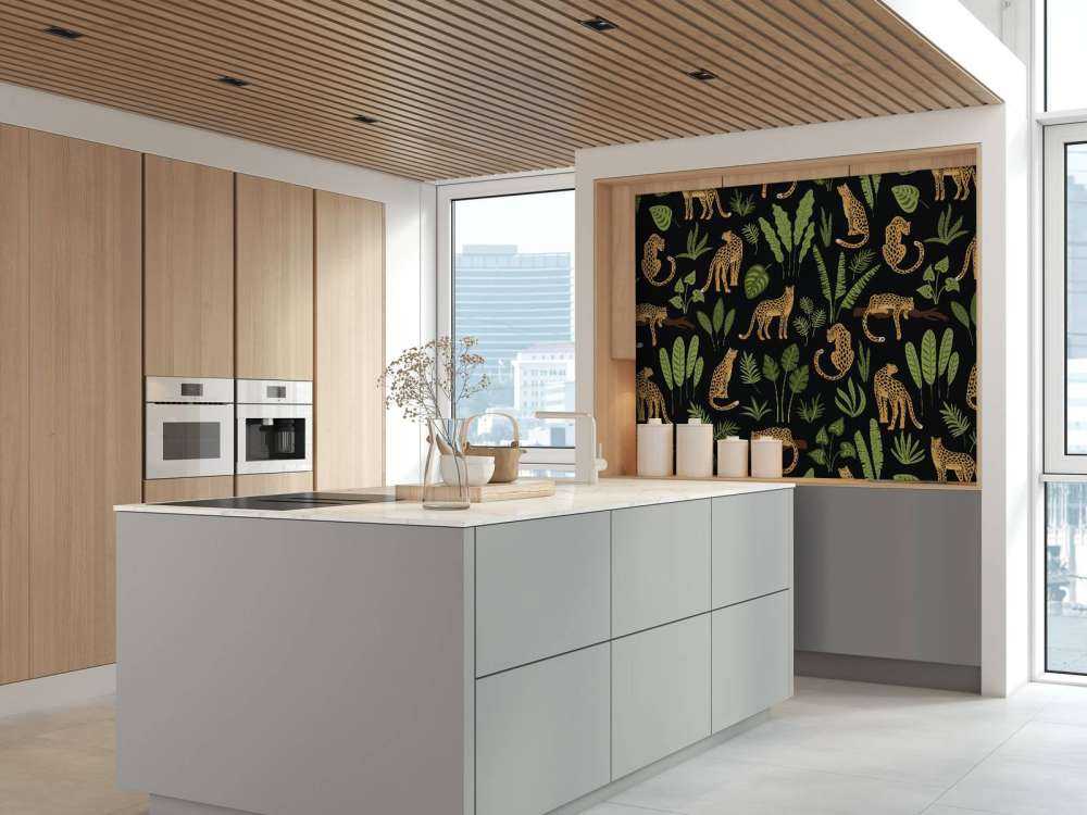 Motivo leopardo su sfondo nero