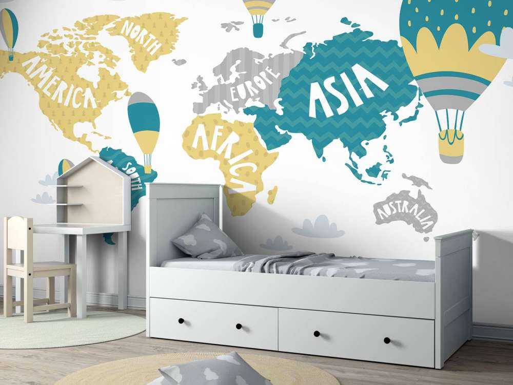 Mappa del mondo con palloncini