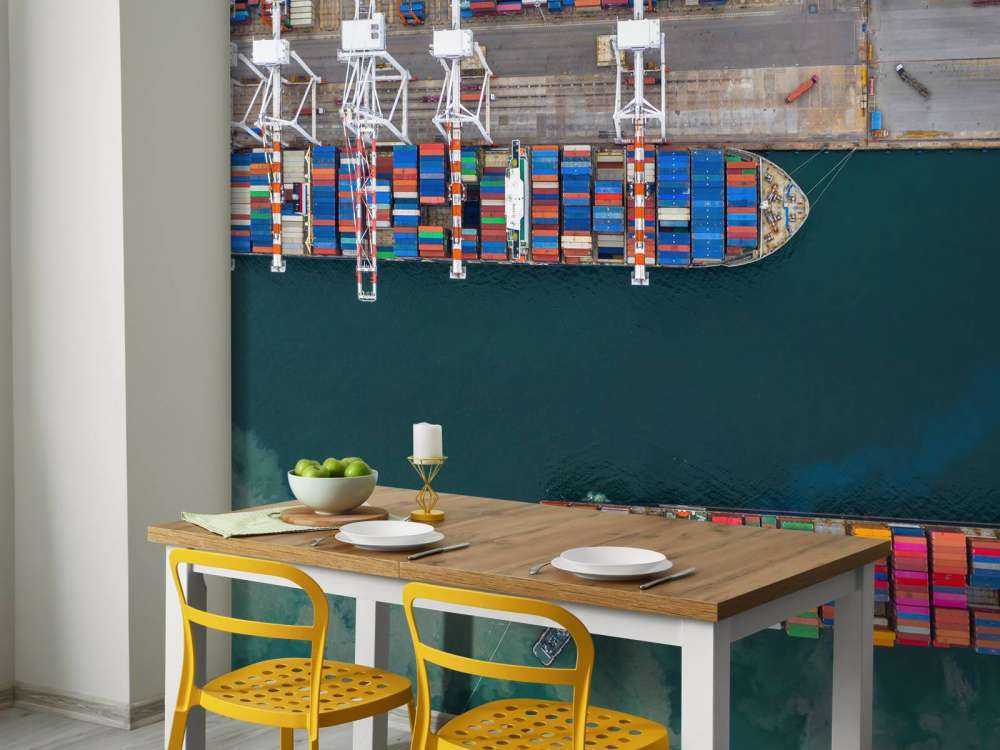 Vista dall'alto delle navi portacontainer