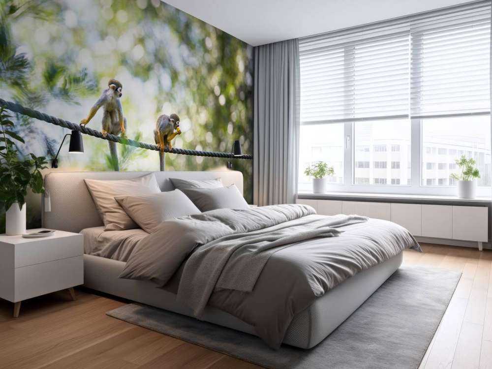 Scimmie scoiattolo su corda