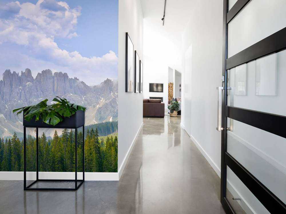 Montagne con alberi e nuvole