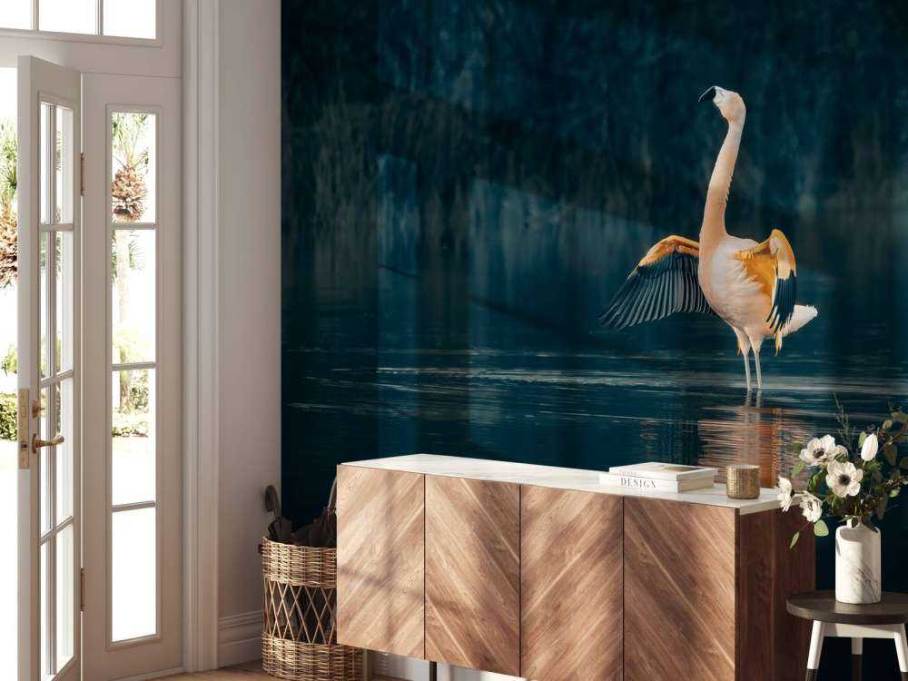 Fenicottero in un lago deserto