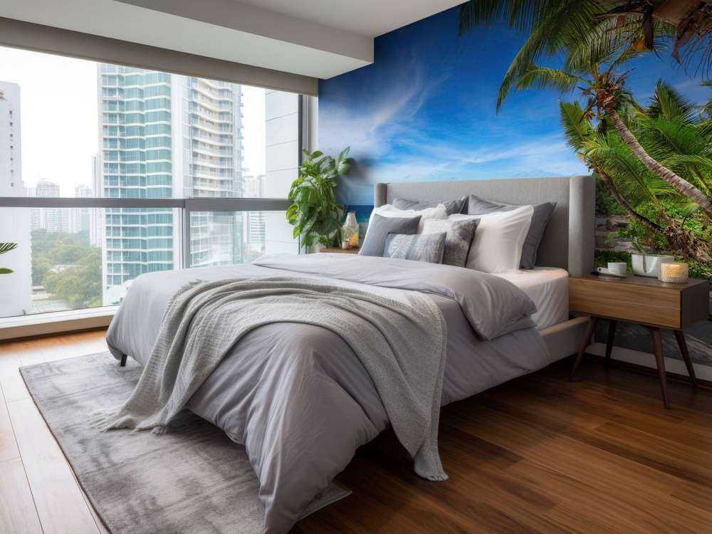 Spiaggia tropicale con palma