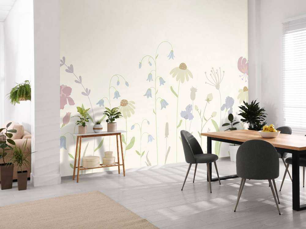 Campo di fiori alto beige, rosa antico, verde e lilla