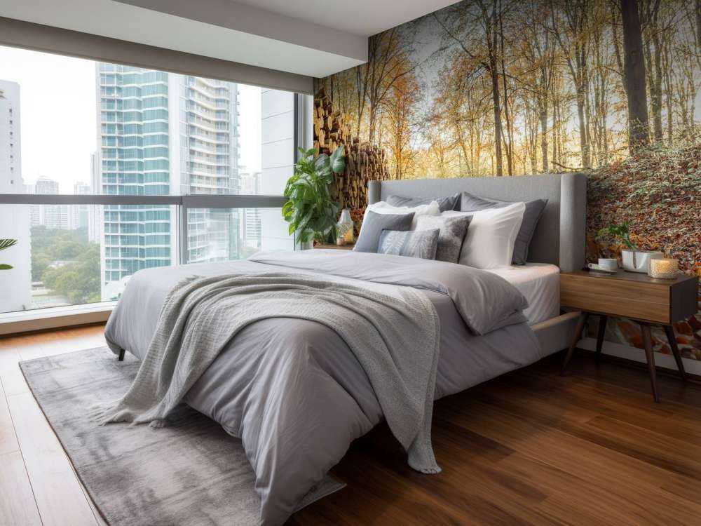 Tronchi d'albero in una foresta autunnale