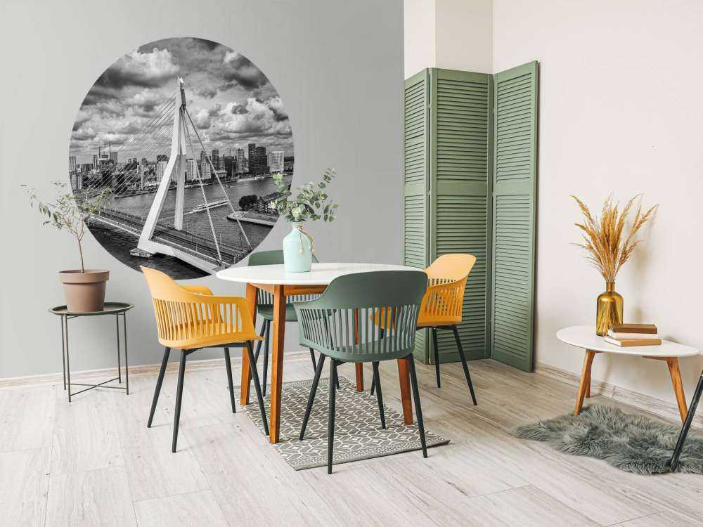 Il centro di Rotterdam da una grande altezza in bianco e nero