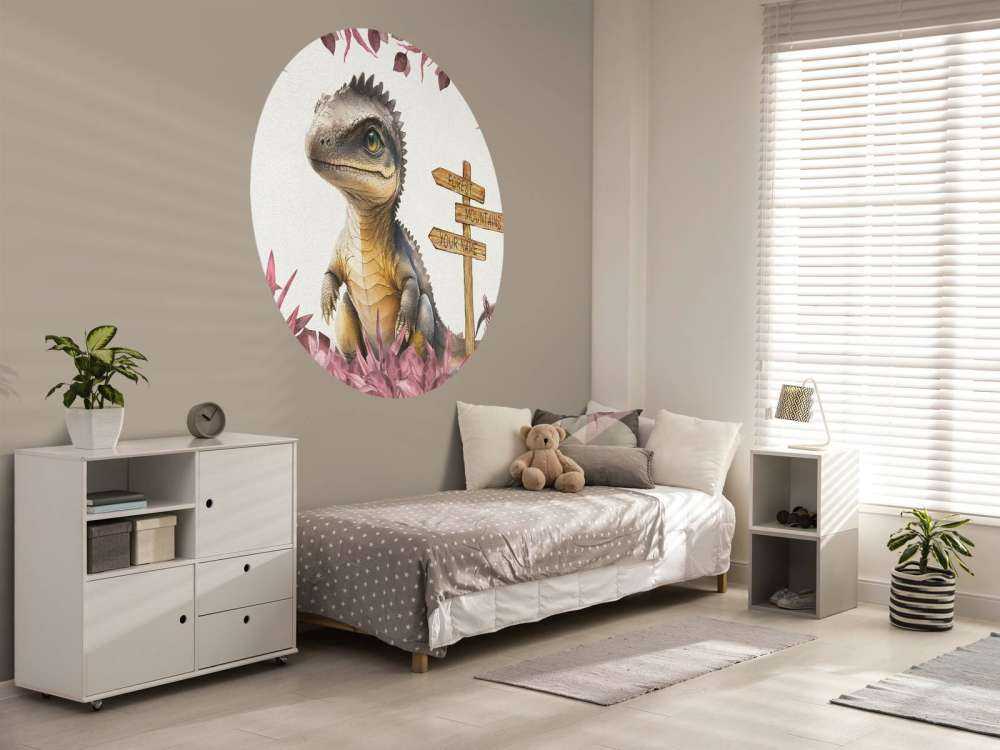 Baby spinosaurus nella giungla rosa