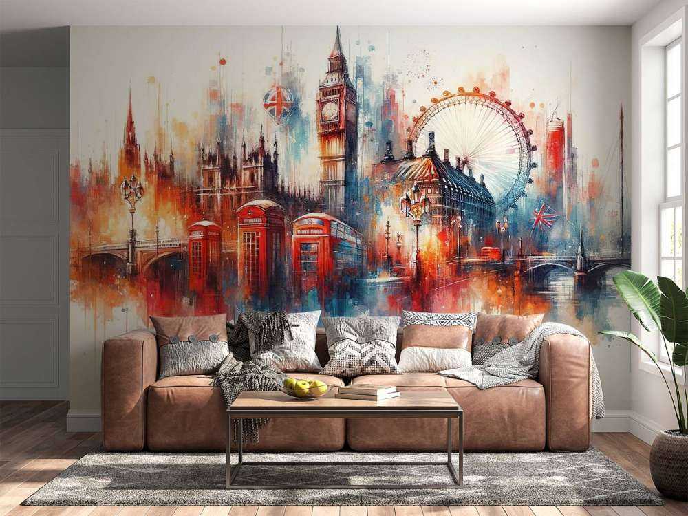 Skyline di Londra ad acquerello