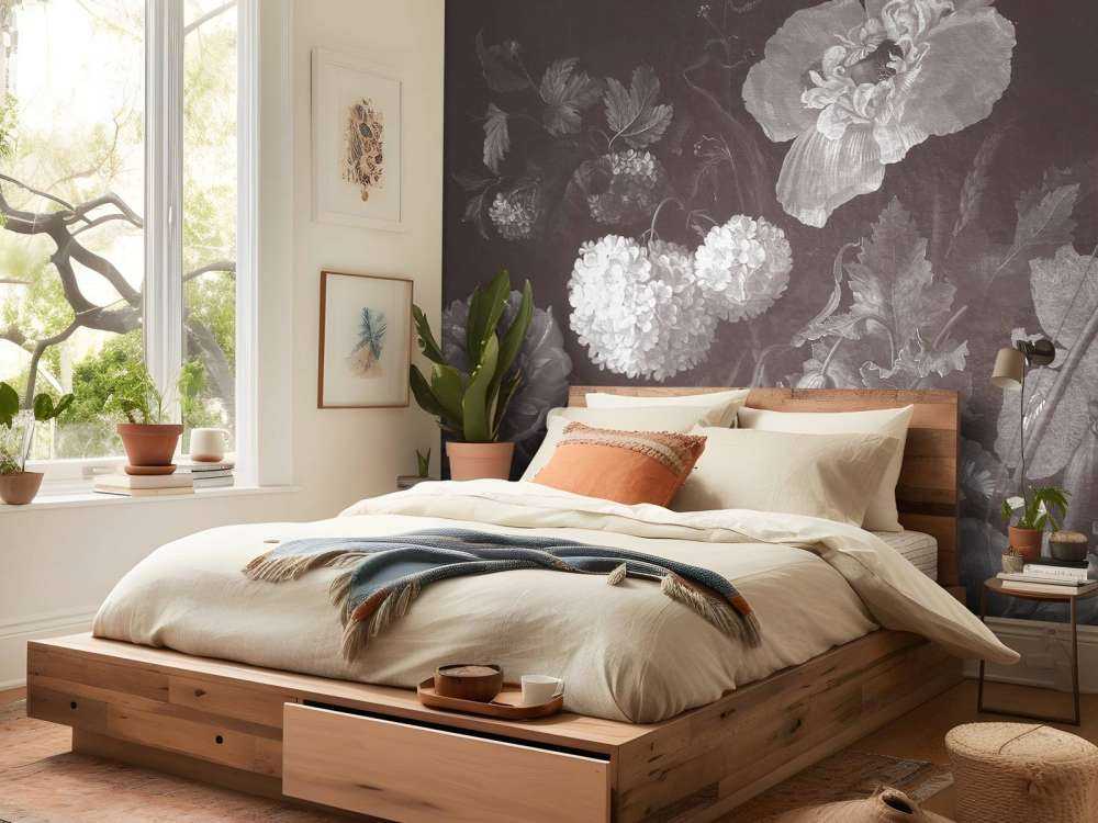 Natura morta di fiori barocchi - seppia scuro