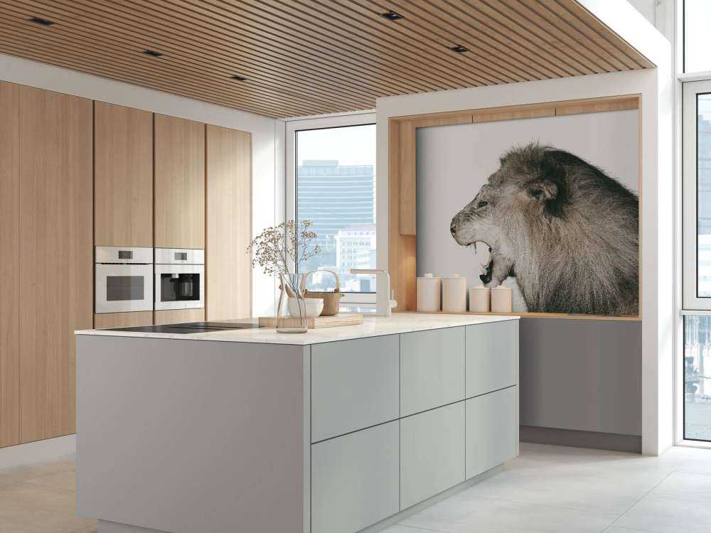 Leone ruggente bianco