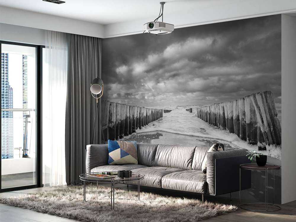 Mare agitato in bianco e nero