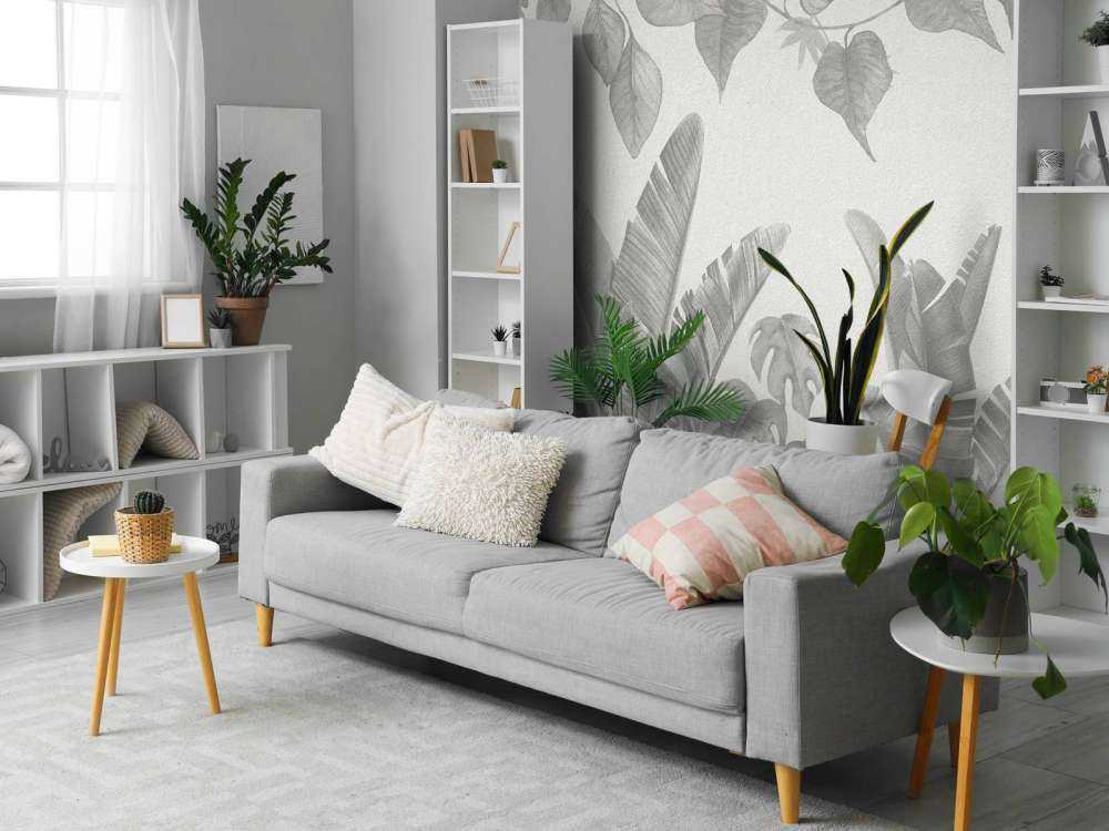 Piante della giungla in tonalità di grigio