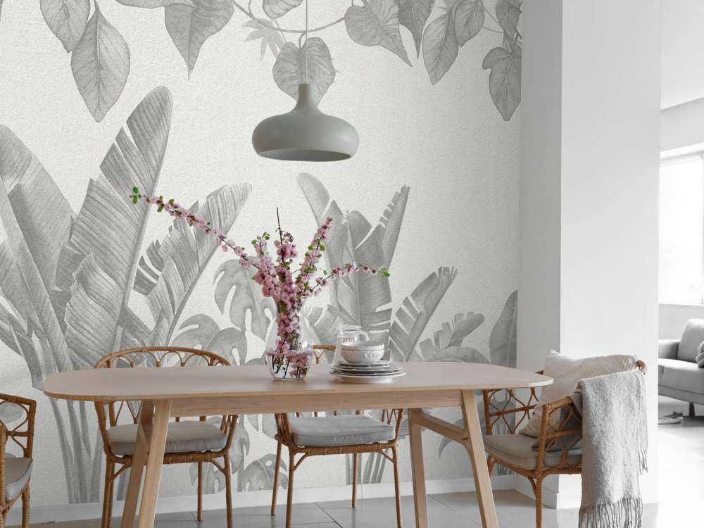 Piante della giungla in tonalità di grigio