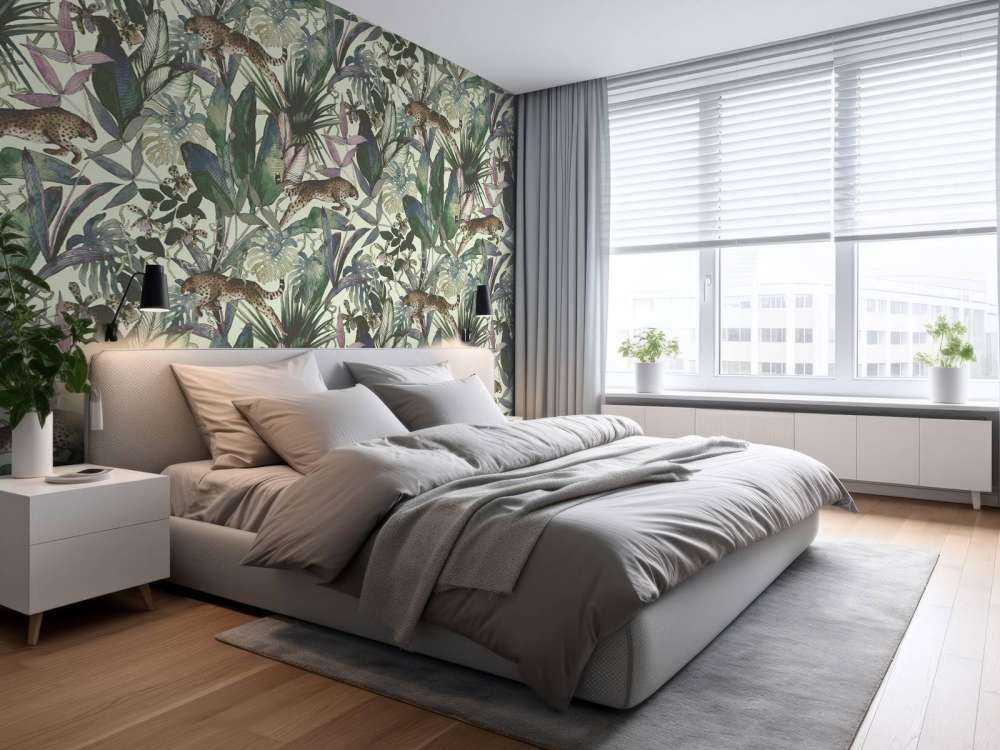 Ghepardo tra le foglie tropicali