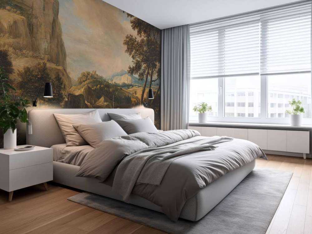 Paesaggio montano con pescatori