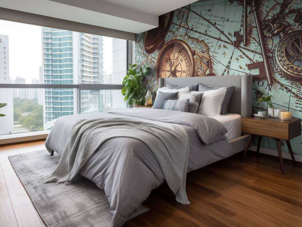 Mappa del mondo vintage con bussola