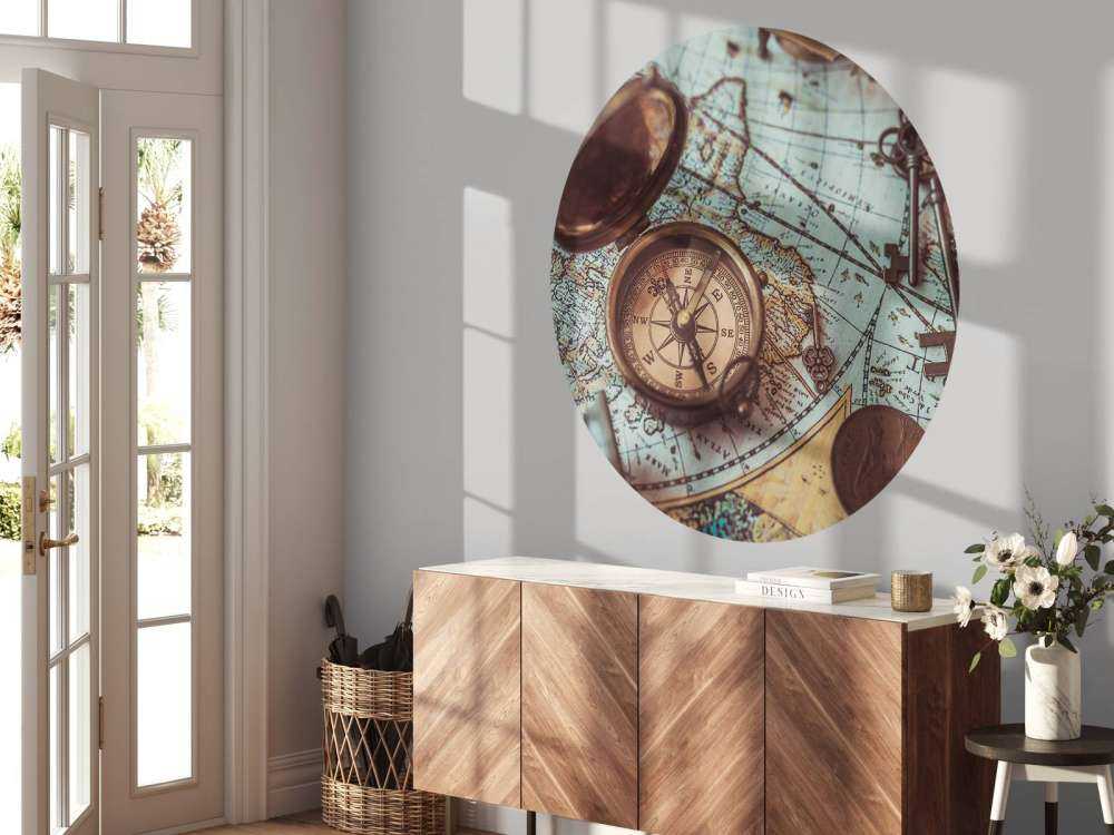 Mappa del mondo vintage con bussola