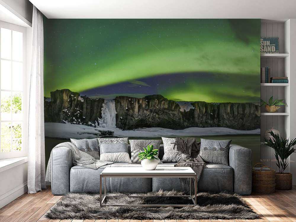 Foto panoramica dell'aurora boreale