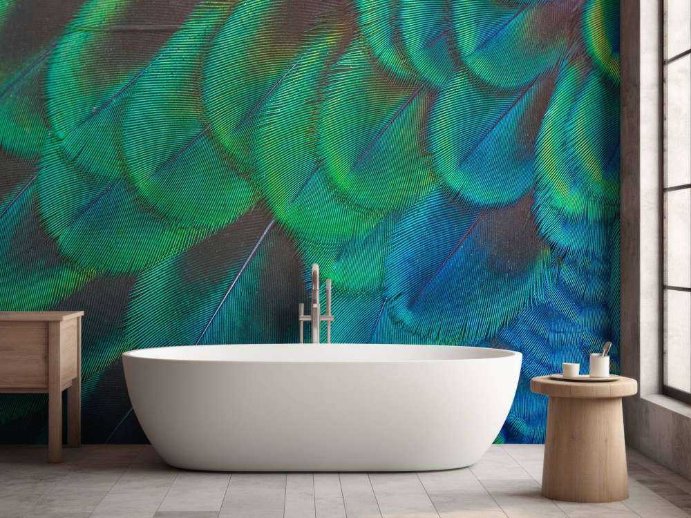 Primo piano di piume di pavone