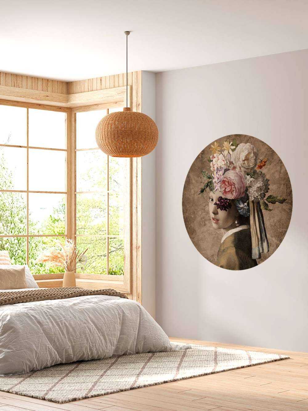 Ragazza con orecchino di perla - design floreale