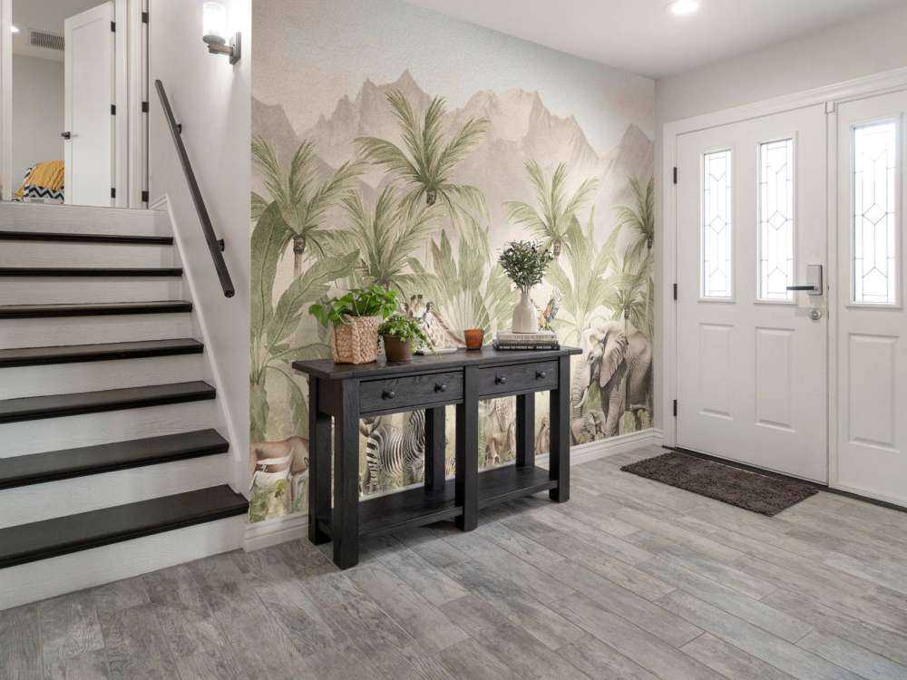 Paesaggio montano con animali