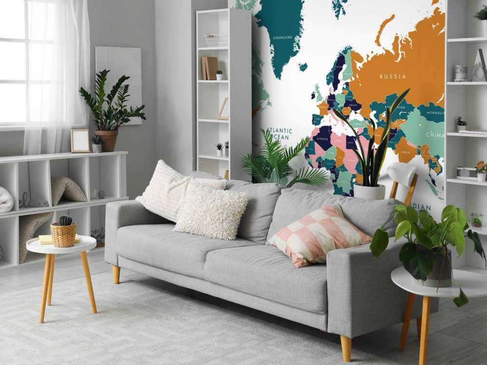 Mappa del mondo con animali dell'oceano