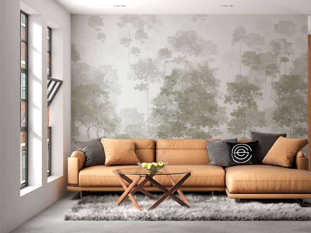 Foresta dipinta nella nebbia