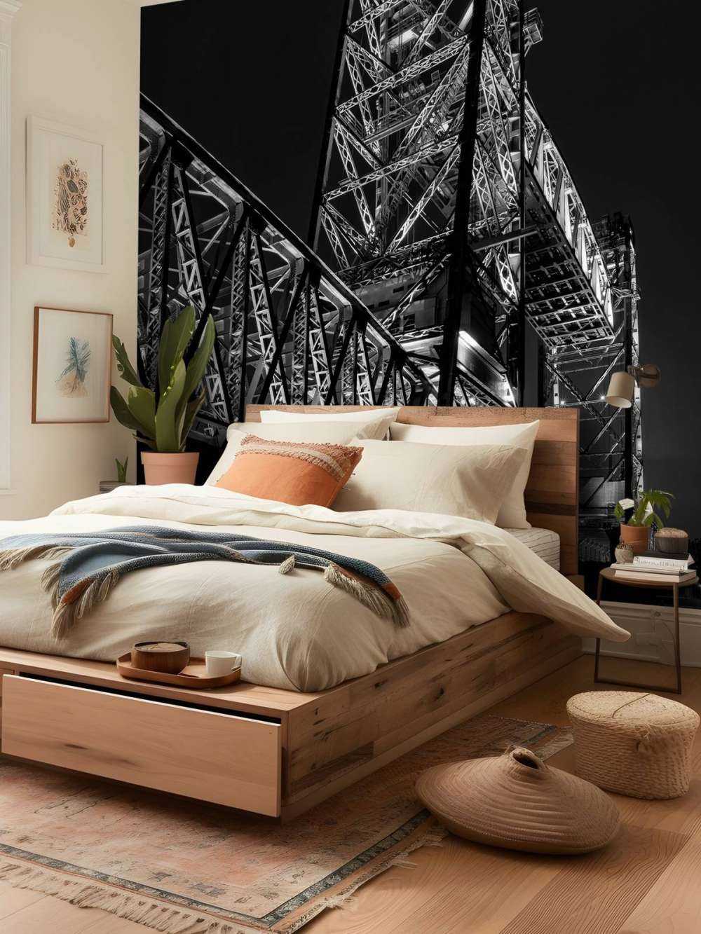 Ex ponte ferroviario De Hef a Rotterdam in bianco e nero