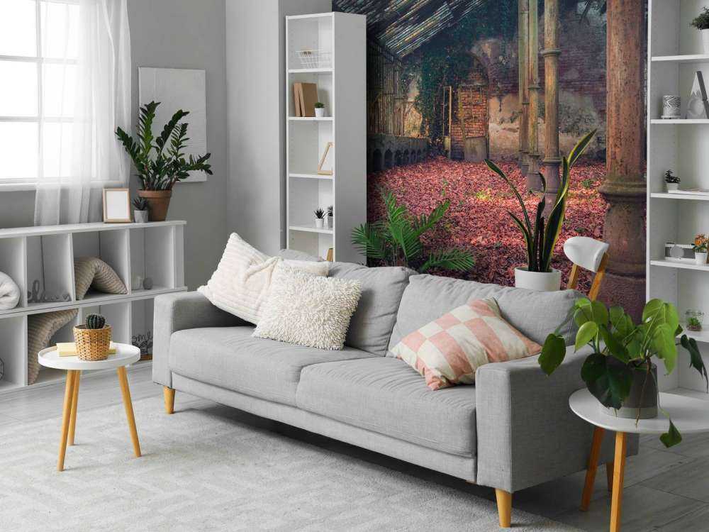 Casa abbandonata con foglie