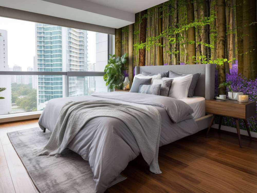 Foresta con fiori viola