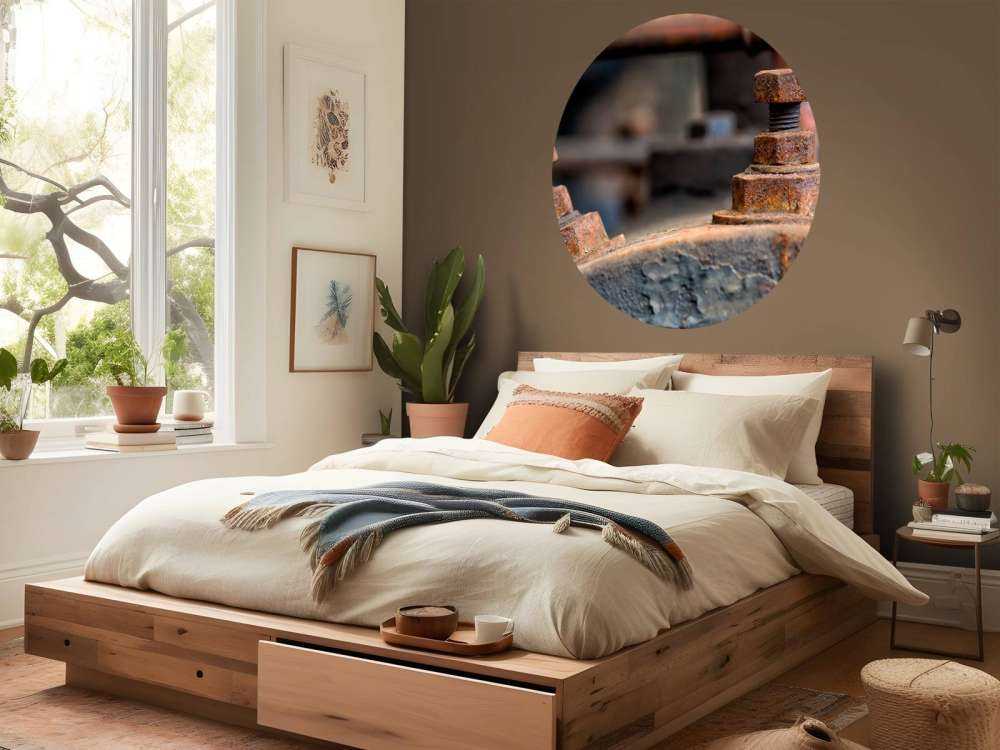 Dettaglio di una caldaia a vapore arrugginita (B)