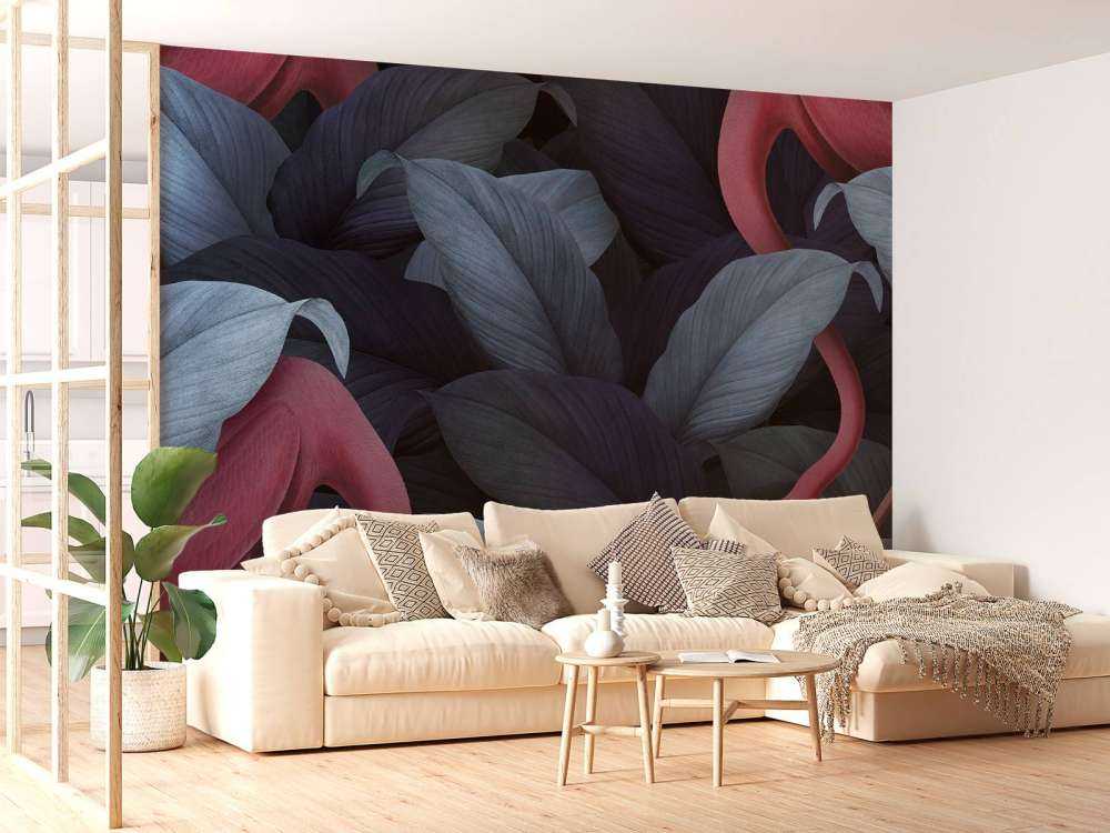 Fenicotteri con foglie